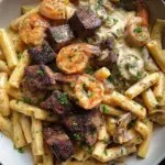 Blackened Steak and Shrimp Alfredo