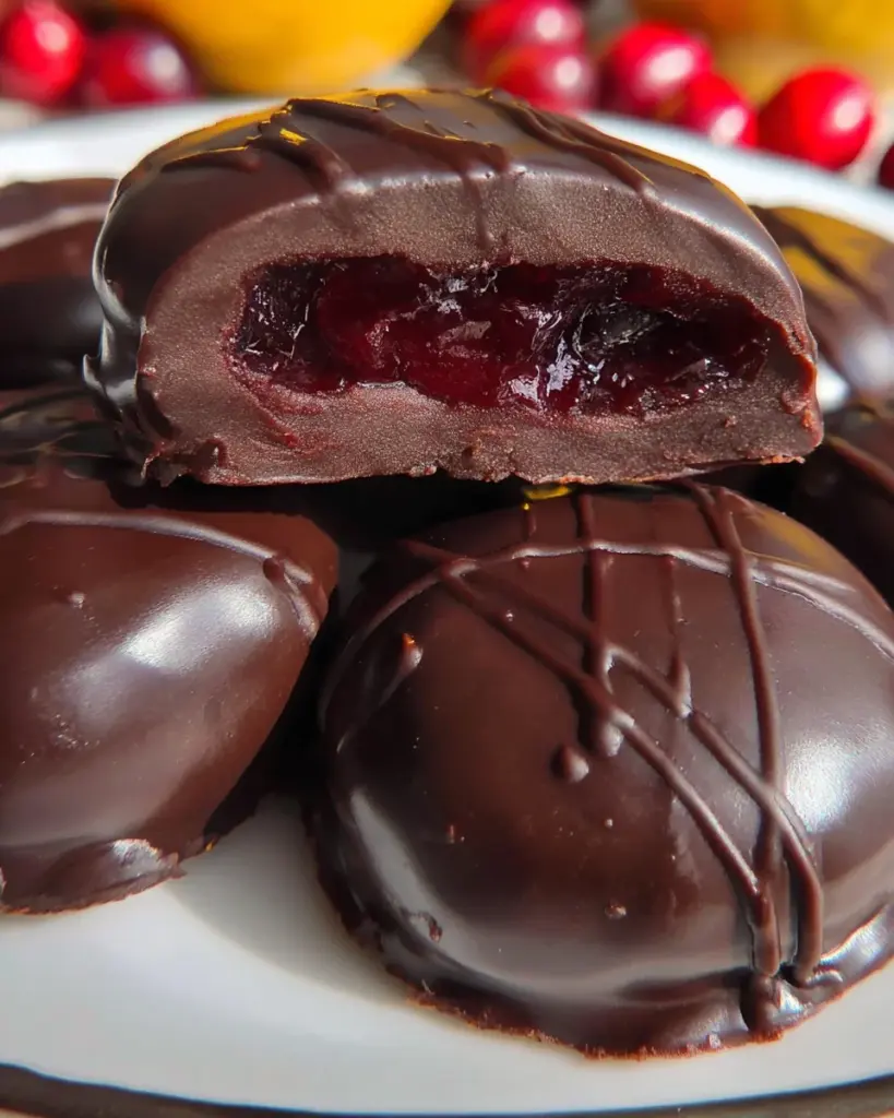 Dark Chocolate Covered Cranberry Sauce Bites
