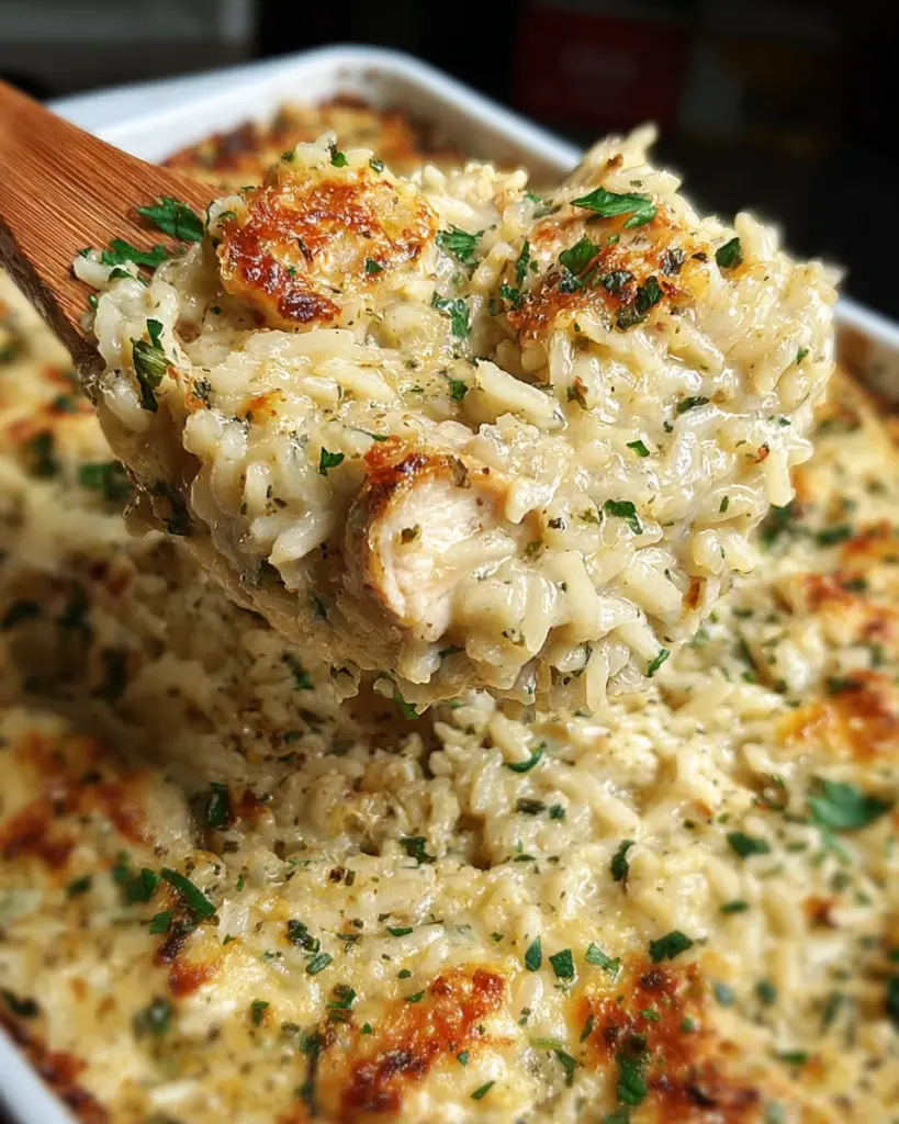 Garlic Parmesan Chicken Rice Casserole