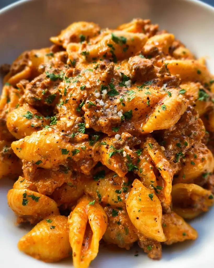 One Pot Creamy Beef Pasta