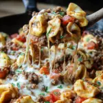 One Pot Tortellini and Ground Beef Skillet Casserole