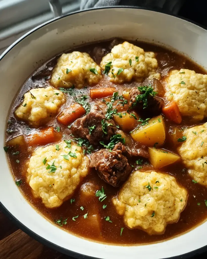 Tasty Beef Stew and Dumplings