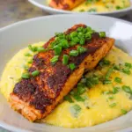 Cajun Grilled Salmon with Cheesy Jalapeno Grits