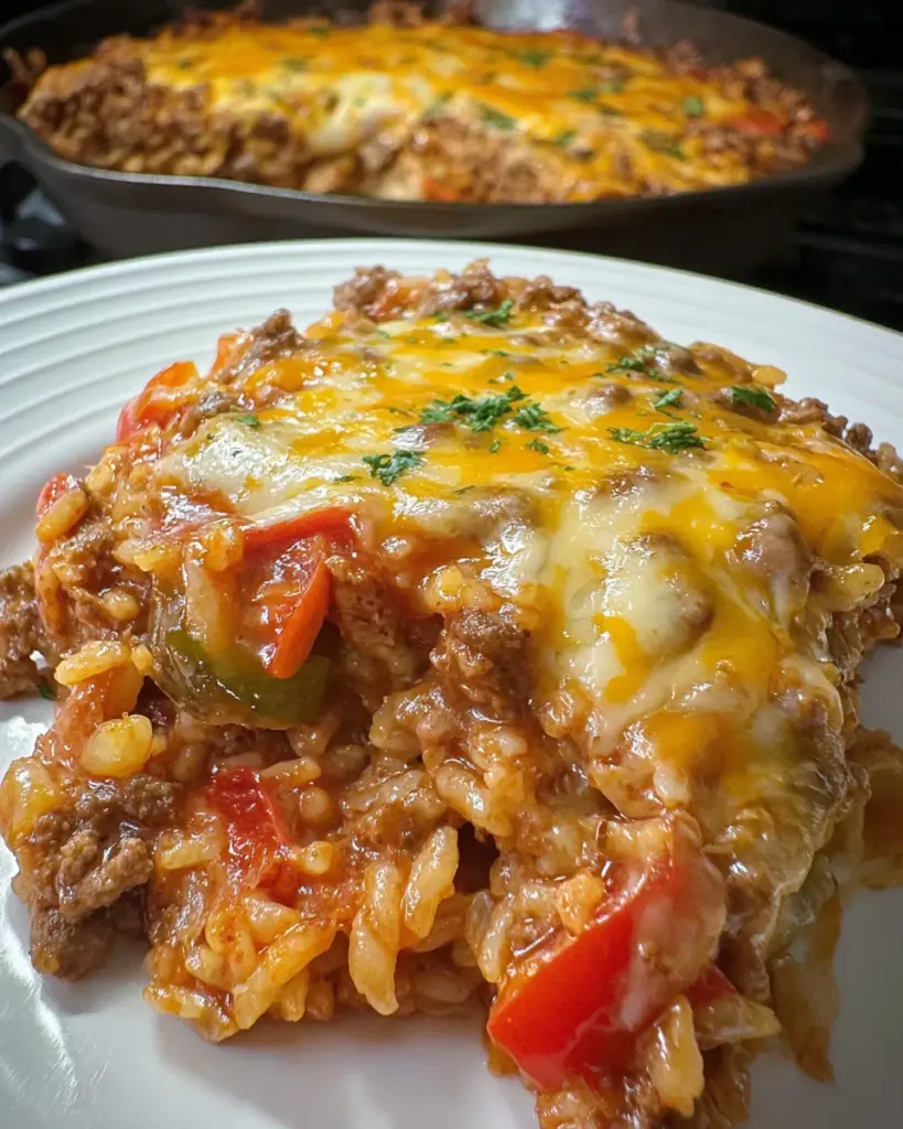 Cheesy Beef Enchilada Rice