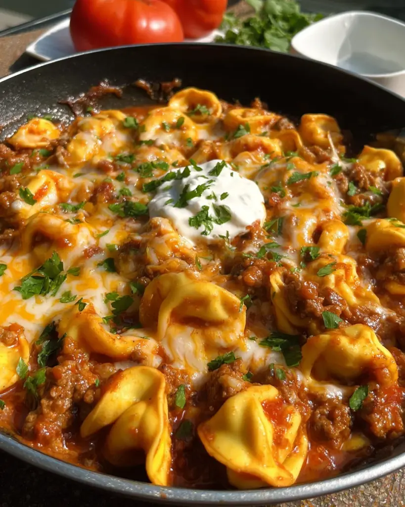 Cheesy Taco Tortellini Skillet