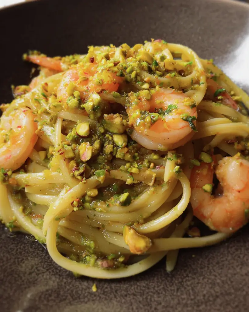 Lemon Linguine with Shrimps and Pistachios