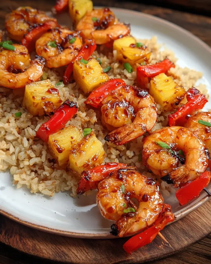 Shrimp Pineapple Skewers with a Spicy Honey Glaze