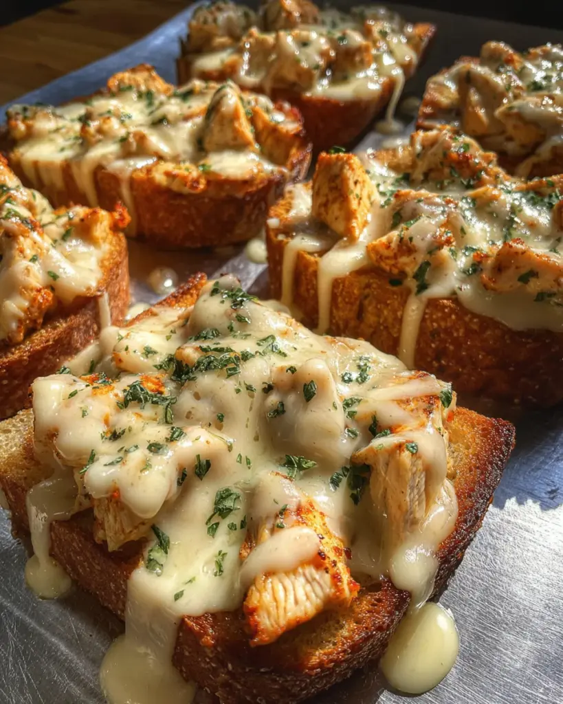 Chicken Alfredo Garlic Toast