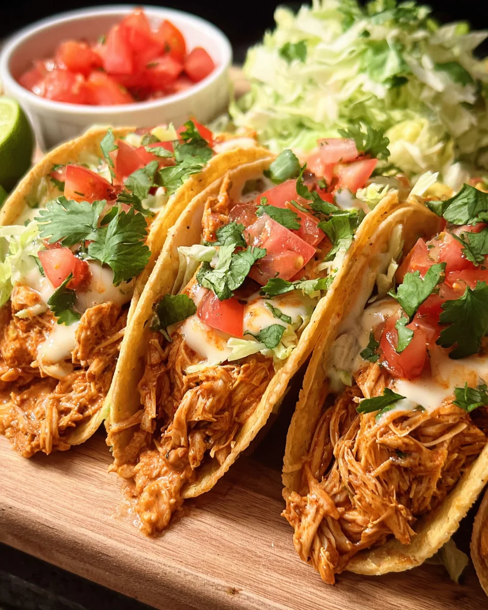 Slow Cooker Queso Chicken Tacos