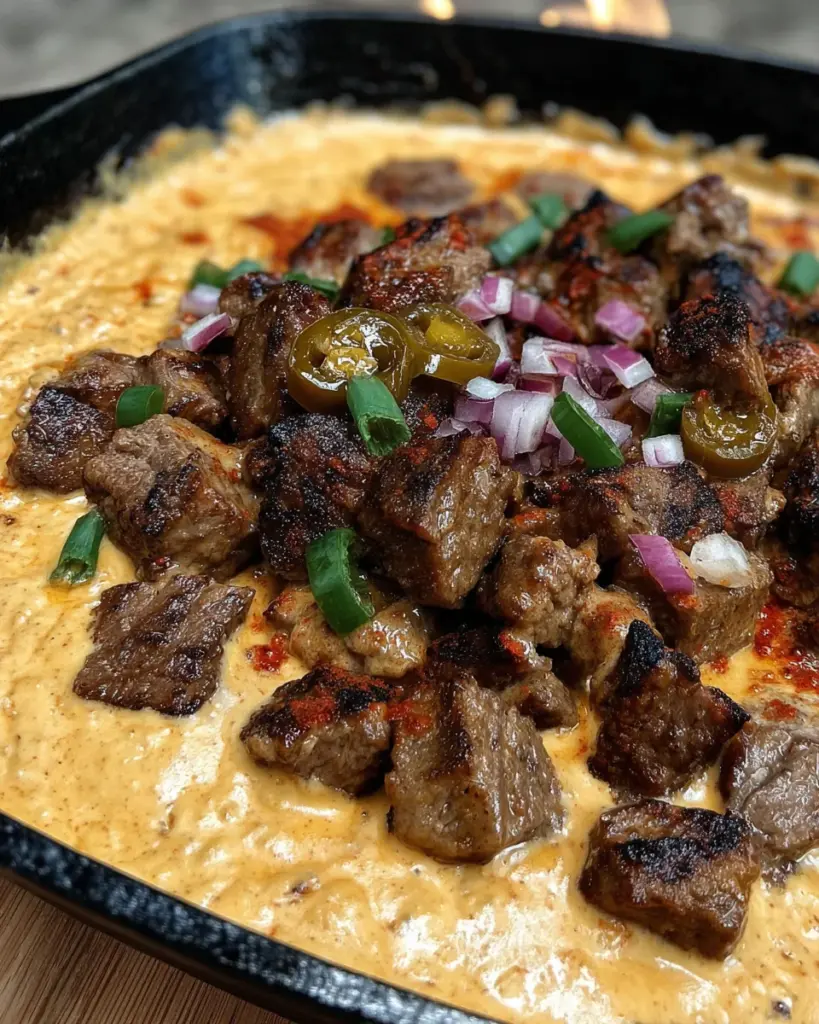 Smoked Queso with Steak Bites