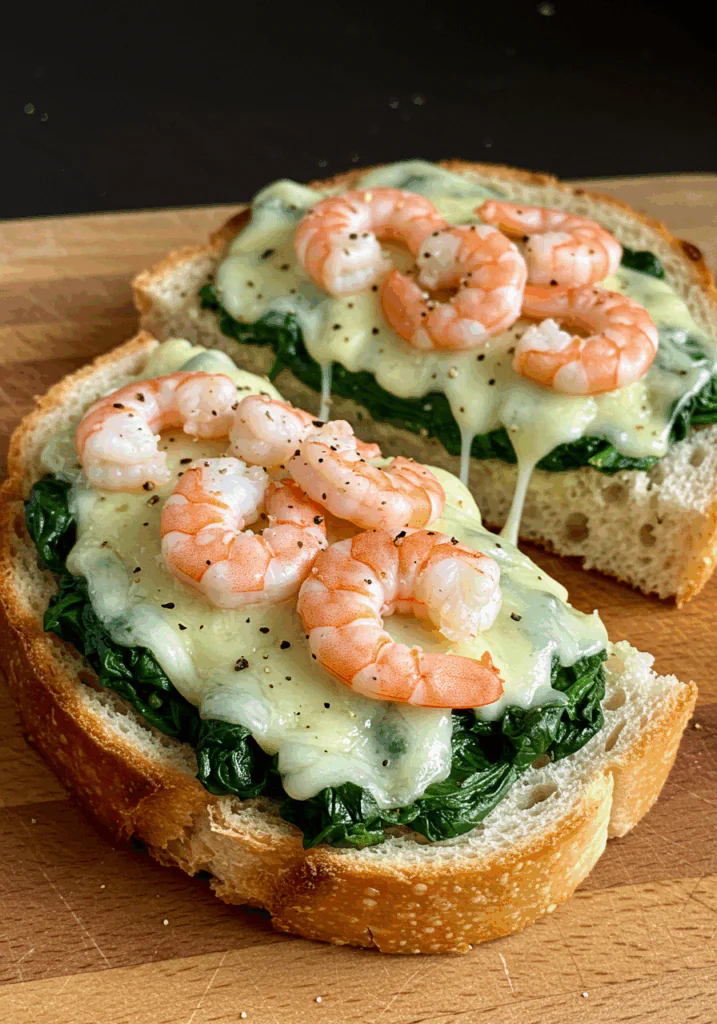 Shrimp and Spinach Sourdough Melt