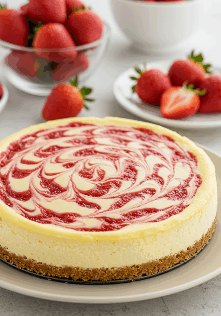 Strawberry Swirl Cheesecake