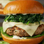 White Cheddar and Spinach Chicken Burger