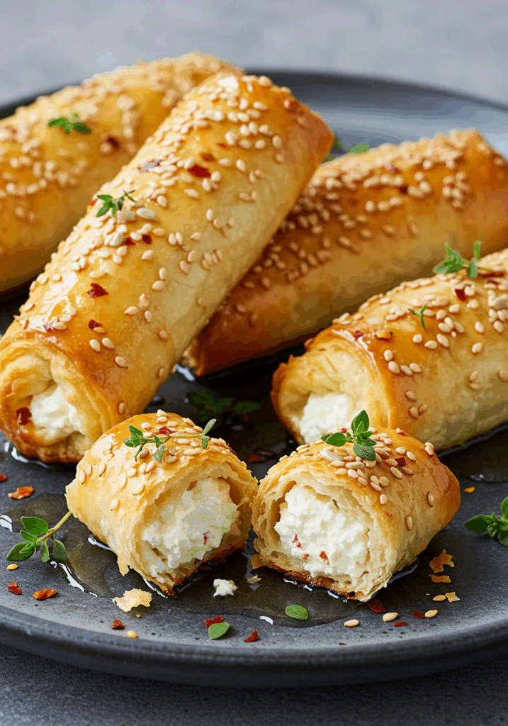 Oven-Fried Feta Rolls with Chili Honey