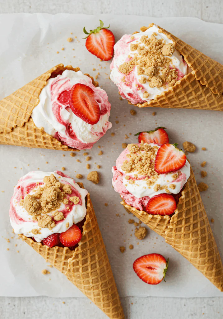 Strawberry Crunch Cheesecake Cones