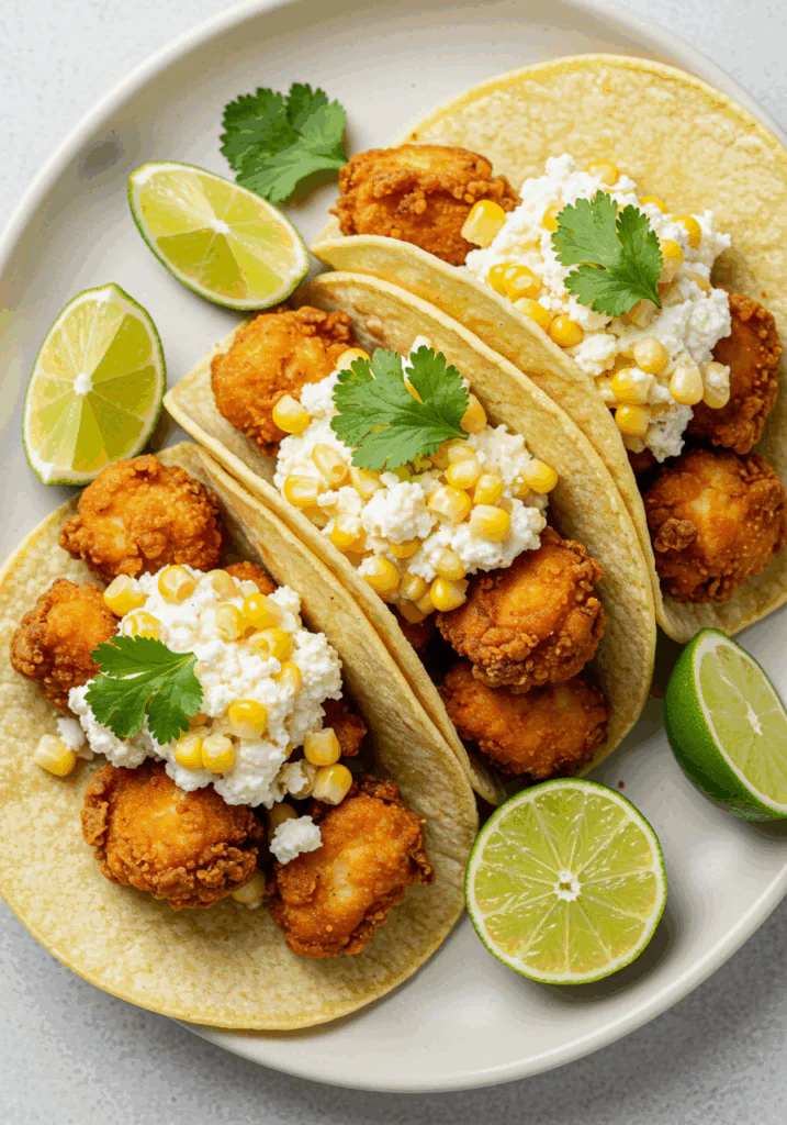 Fried Chicken Street Corn Tacos