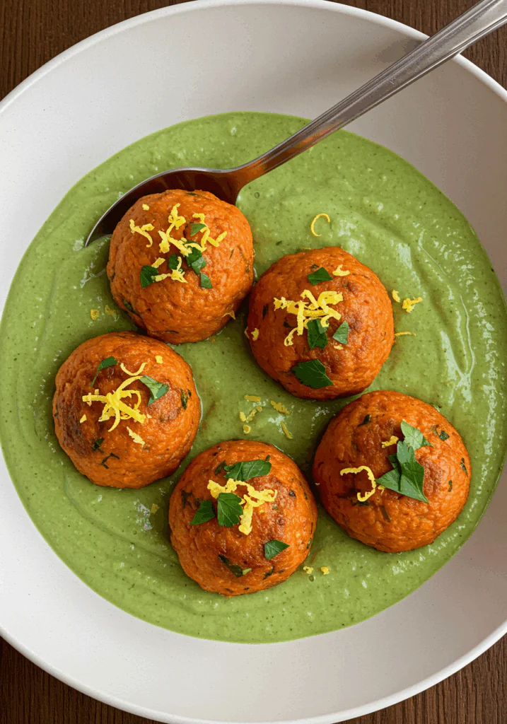 Baked Salmon Meatballs with Creamy Avocado Sauce