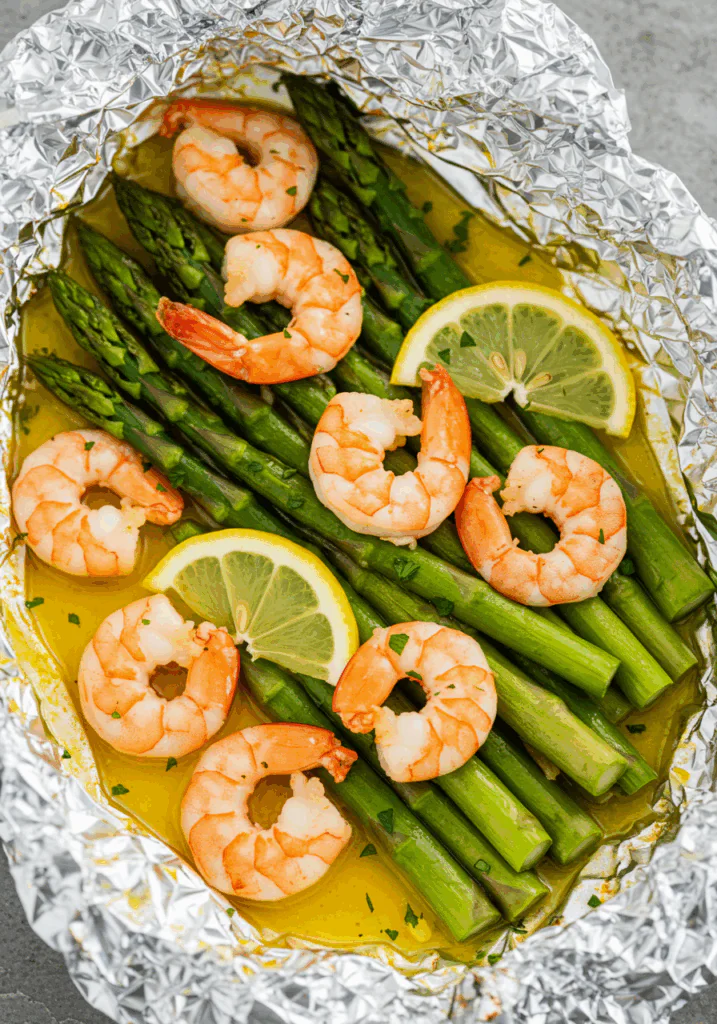 Garlic Butter Shrimp and Asparagus Foil Packs