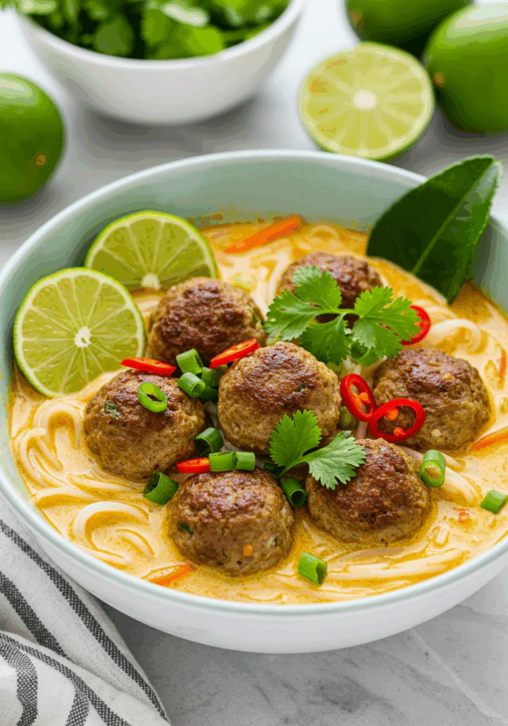 Thai Inspired Chicken Meatball Soup