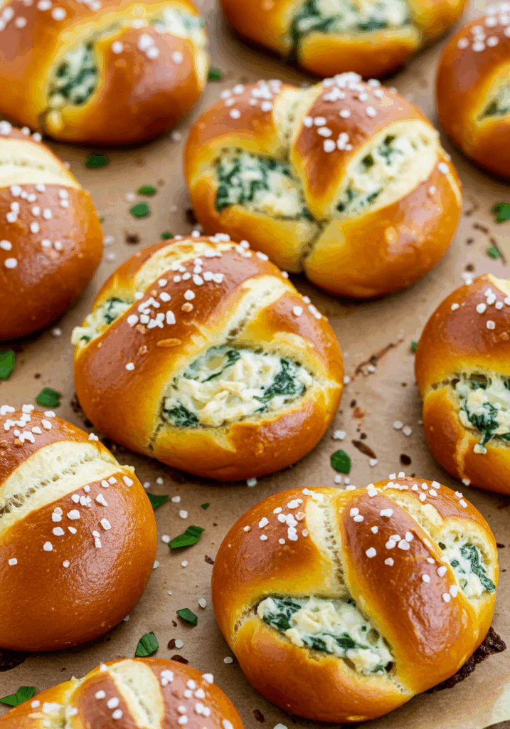 Spinach Artichoke Stuffed Pretzels