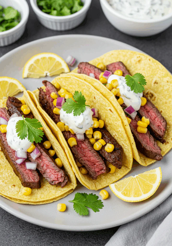 Grilled Steak Elote Tacos