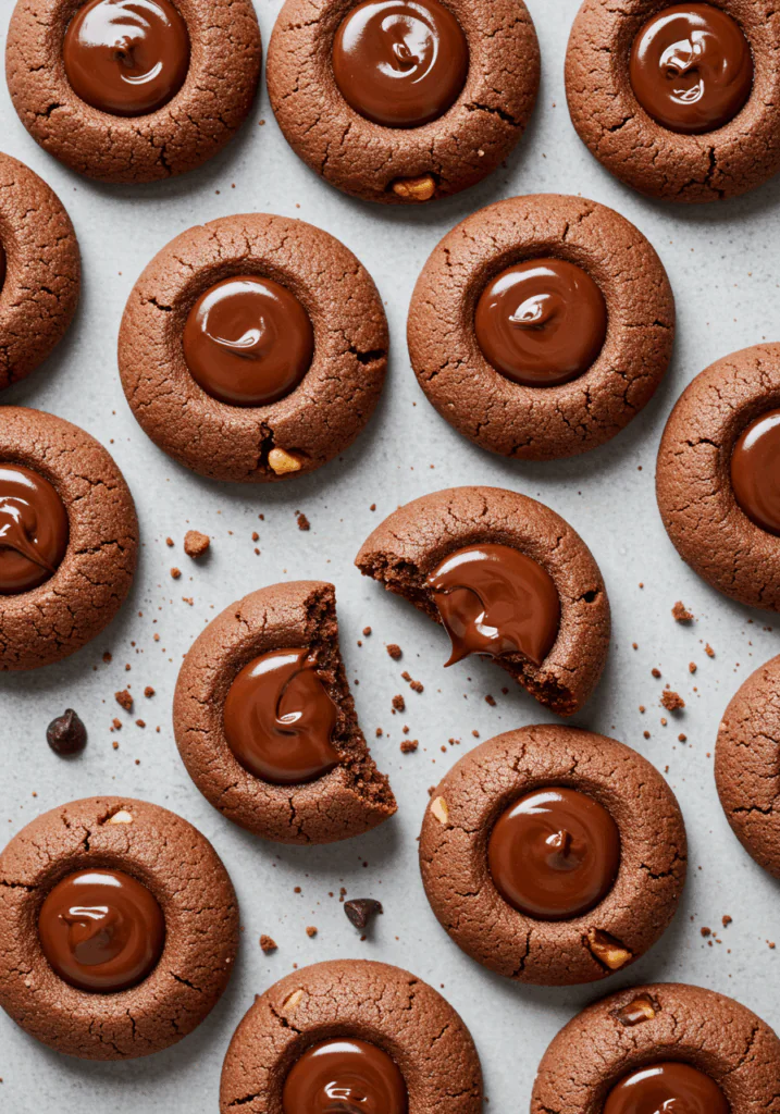 Chocolate Hazelnut Thumbprint Cookies