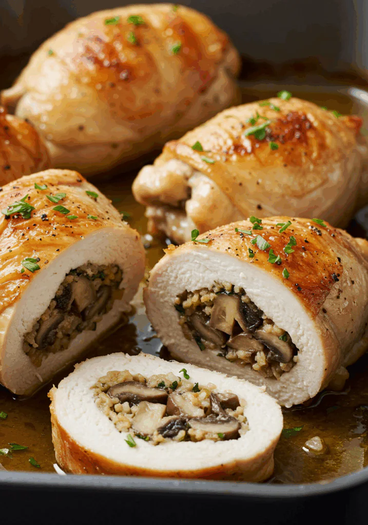 Garlic Butter Mushroom Stuffed Chicken