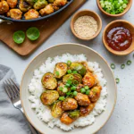 Air Fryer Sweet Chili Chicken and Brussels Sprouts