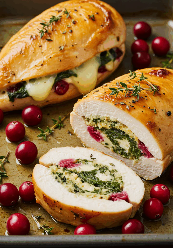 Cranberry & Spinach Stuffed Chicken Breasts with Brie