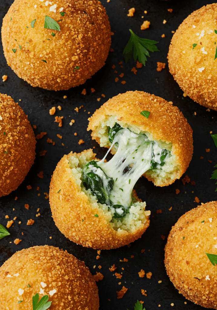 Fried Spinach & Artichoke Dip Balls