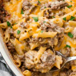 Crockpot Philly Cheesesteak Pasta Casserole