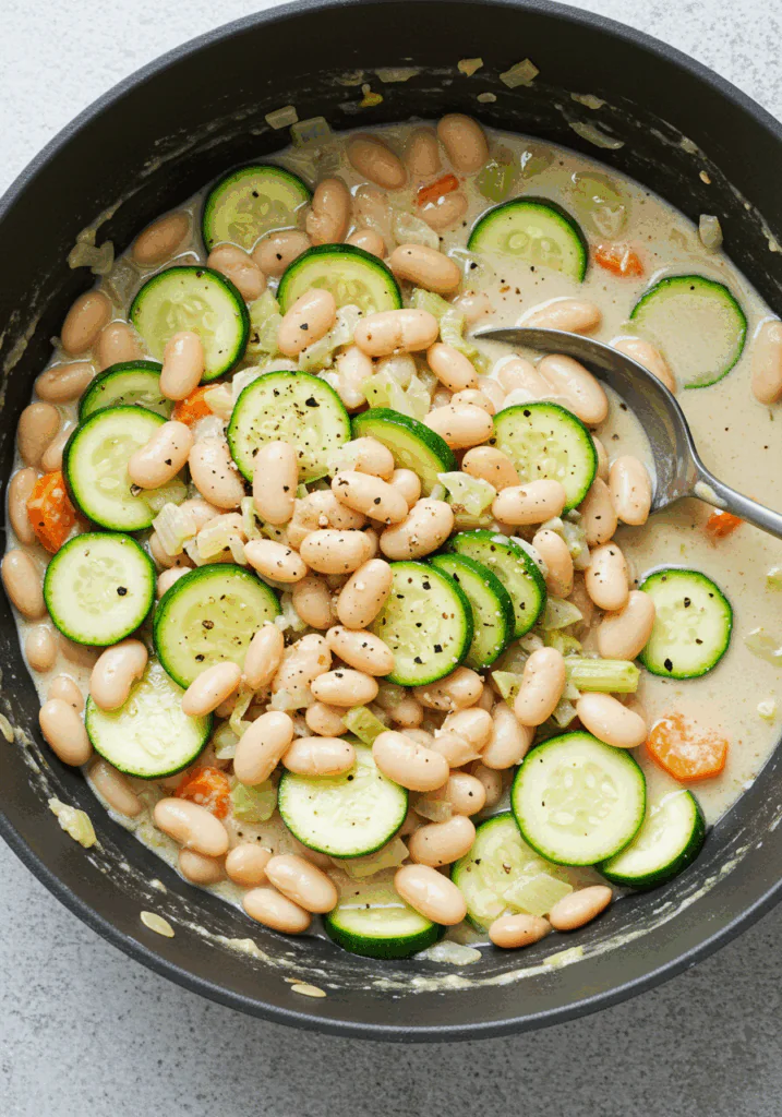 Slow-Cooked Courgettes & Creamy Butter Beans