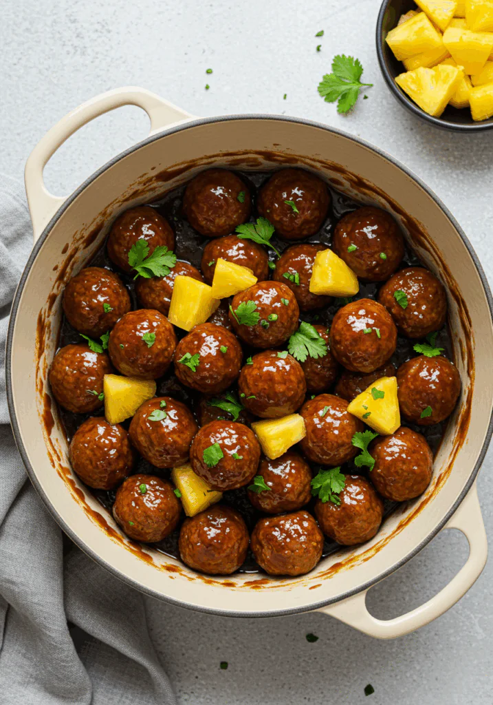 Slow Cooker Pineapple Barbecue Meatballs