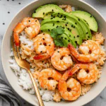 Spicy Shrimp and Avocado Rice Bowl
