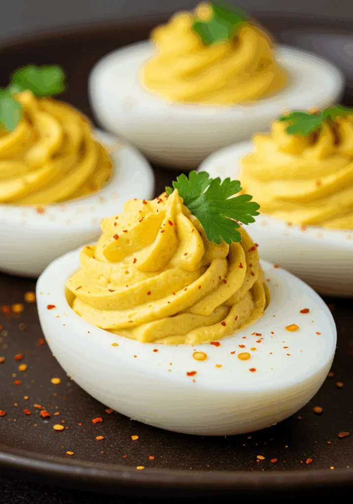 Spicy Chili Garlic Deviled Eggs