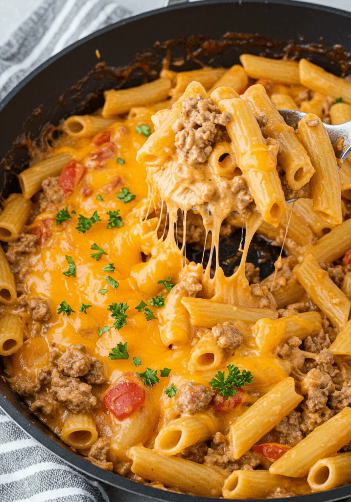 Loaded Cheeseburger Alfredo Pasta
