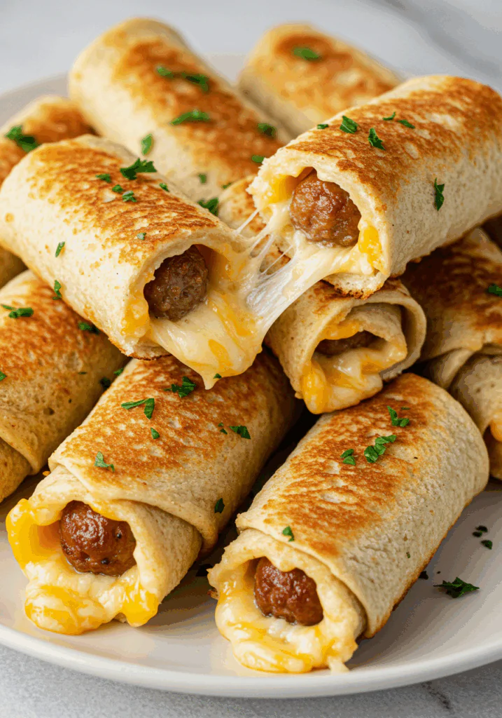 Turkey Sausage Egg and Cheese Breakfast Roll-Ups
