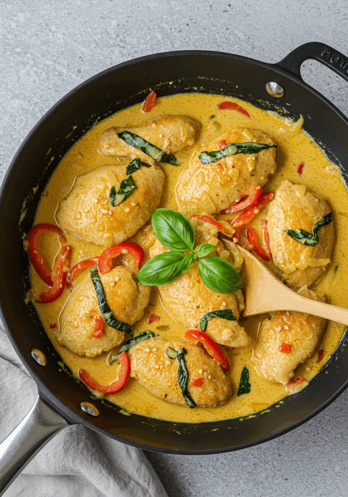 Basil Chicken with Coconut Curry Sauce