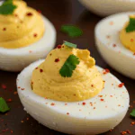 Spicy Chili Garlic Deviled Eggs