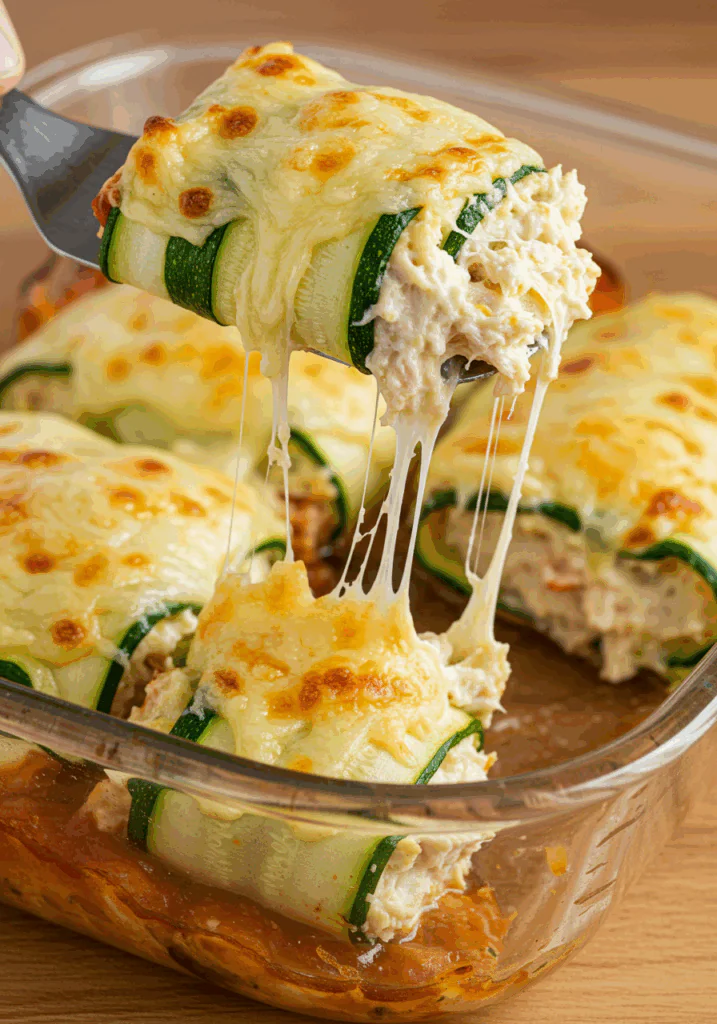 Zucchini Chicken Alfredo Roll Ups