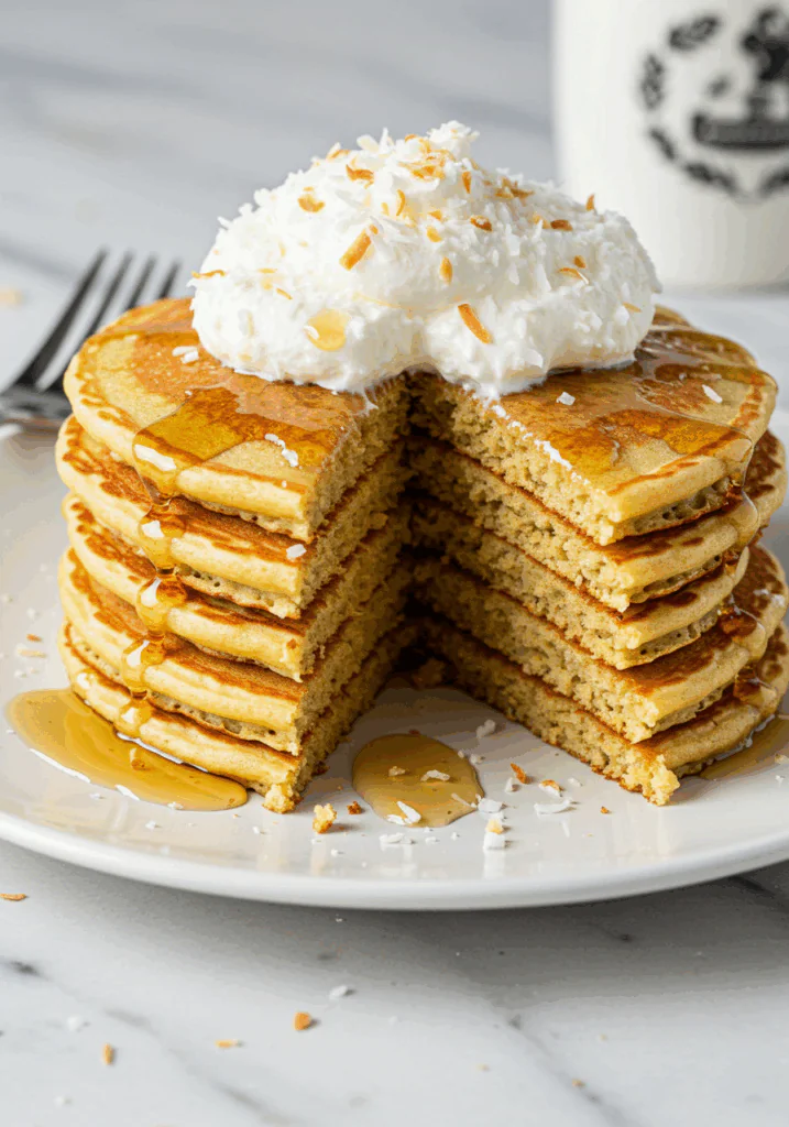 Sweet Coconut Cream Pancakes
