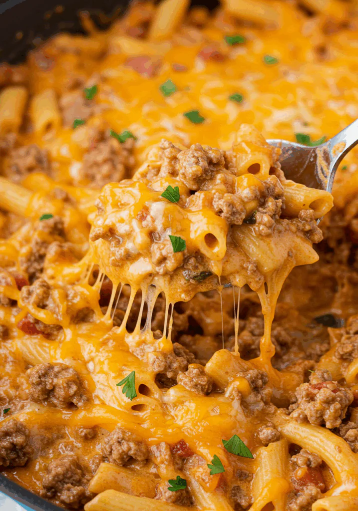 Creamy Rotel Pasta with Ground Beef