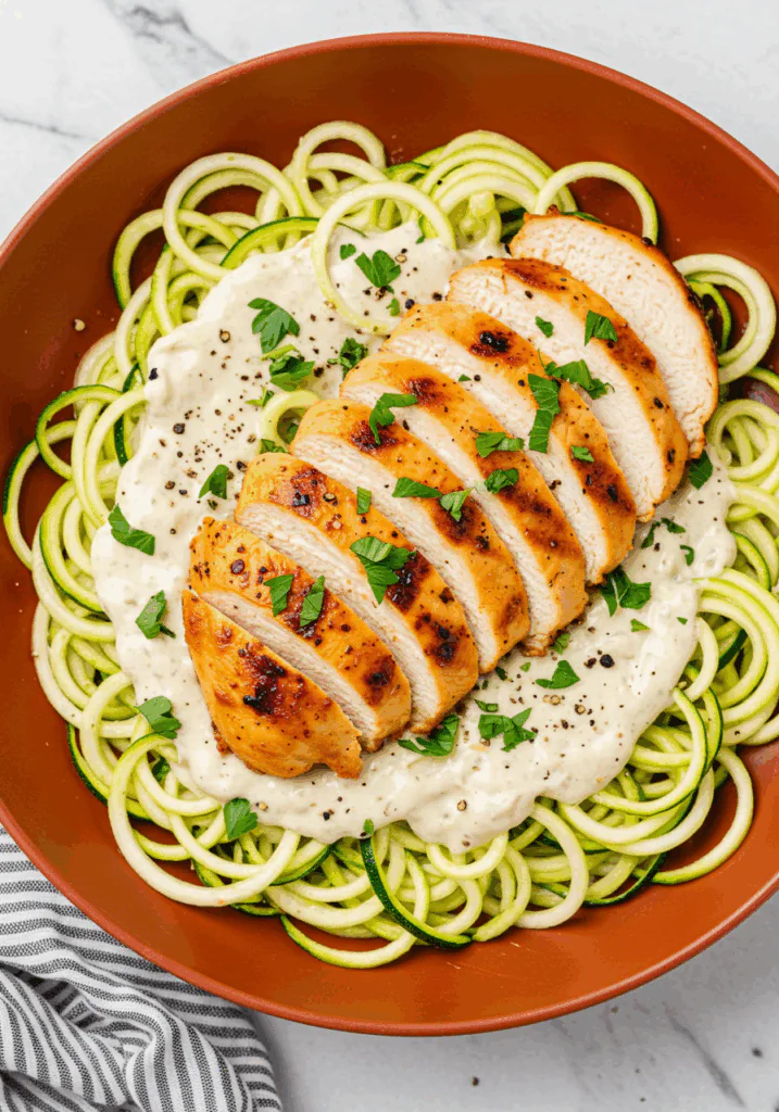 Zucchini Noodle Chicken Alfredo