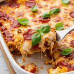 Roasted Cauliflower Pizza Casserole
