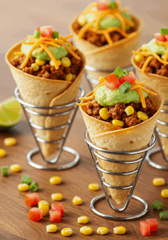 Healthy Taco Pizza Cones