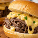Slow Cooker Beef & Cheddar Sandwiches