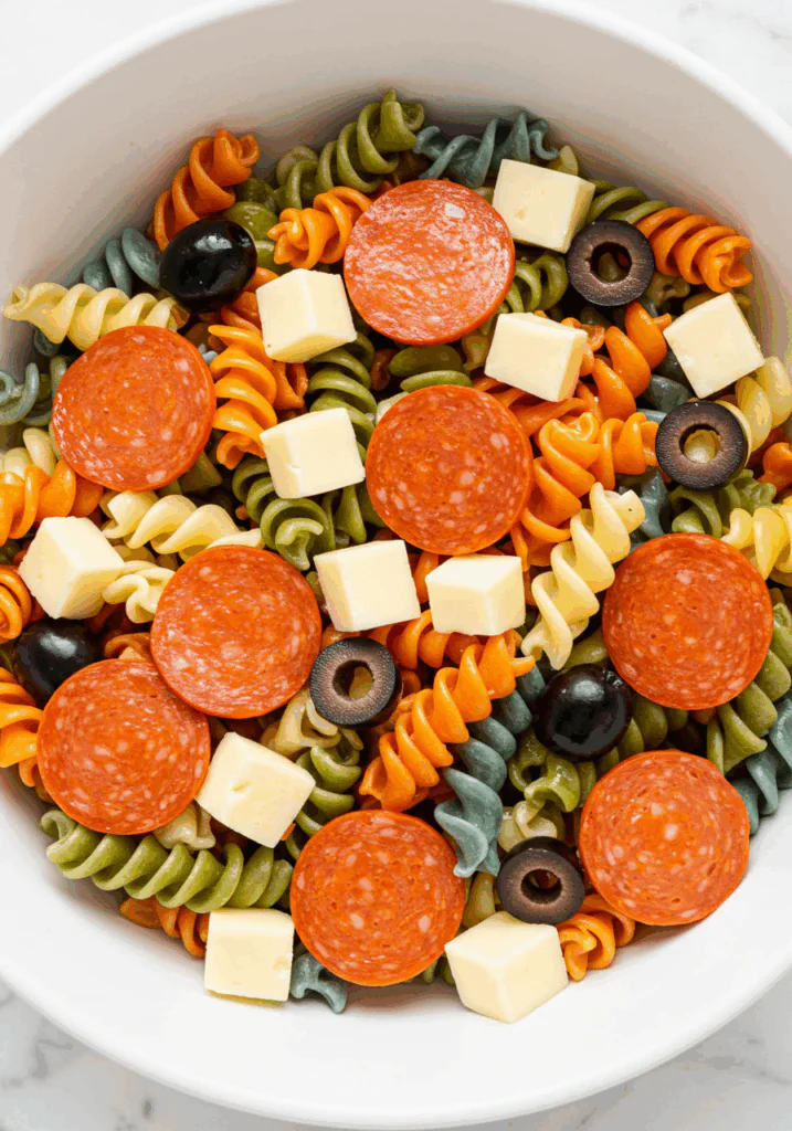 Chilled 4th of July Pasta Salad
