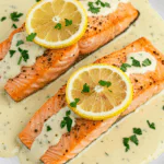 Baked Salmon with Lemon Butter Cream Sauce
