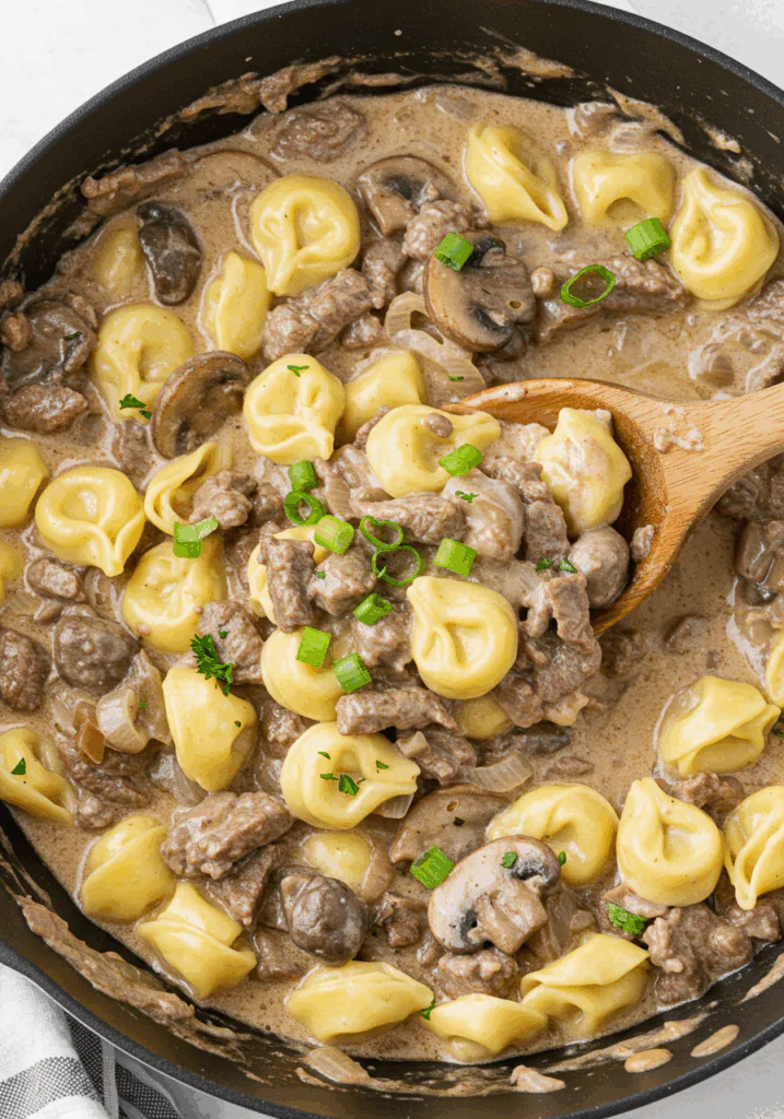 Creamy Beef and Mushroom Tortellini Skillet