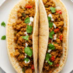 Mediterranean Ground Chicken Pitas